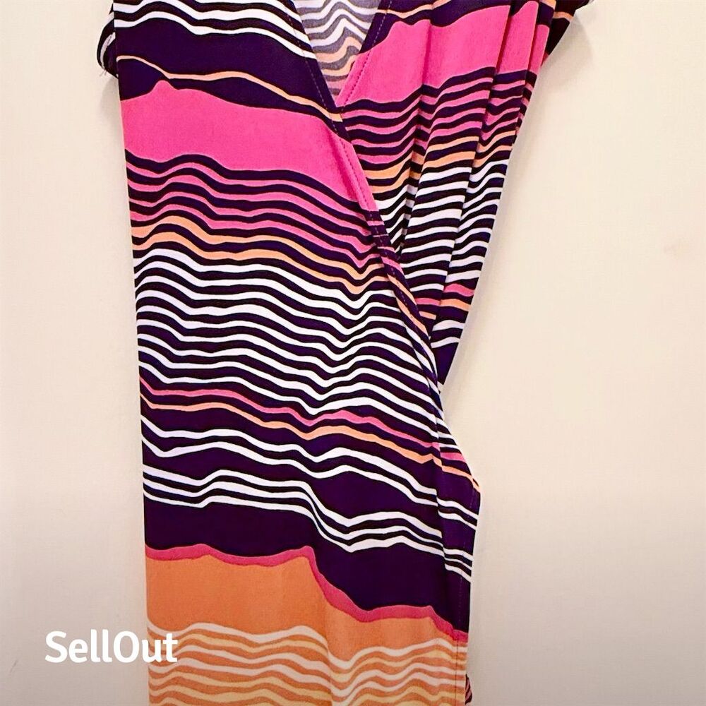 Tori Richard Vibrant Striped Asymmetrical Dress